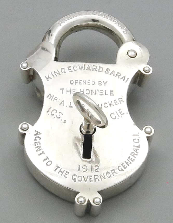 Indian colonial antique silver padlock