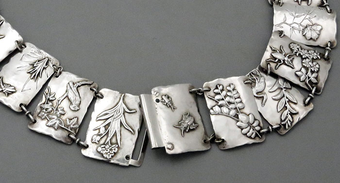 detail of belt sterling silver Japanese influenced