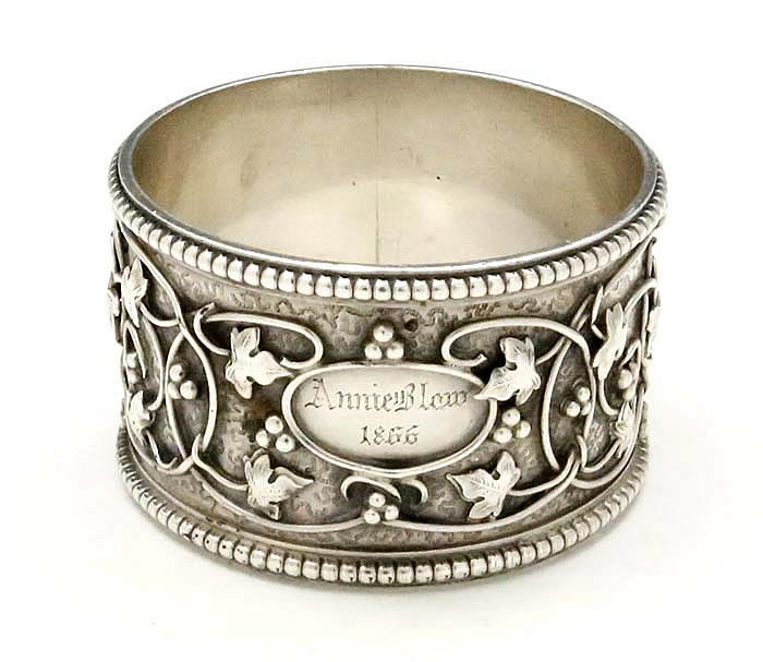 antique silver Tiffany applied ivy vine mapkin ring