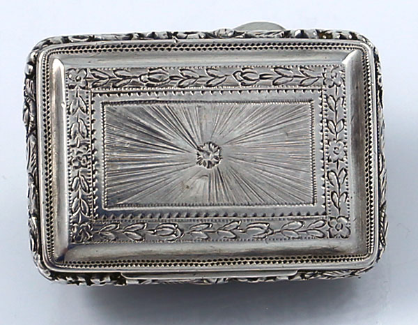 Joseph willmore silver vinaigrette with pierced grill and  bright cut decoration
