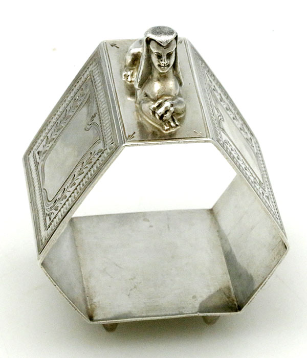 side view of napkin ring sterling silver circa 1870