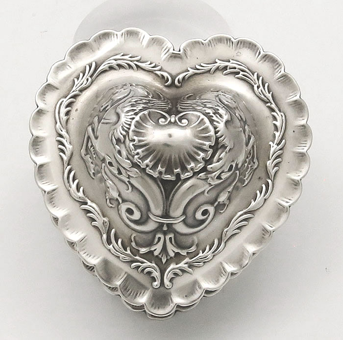Whiting sterling heart shaped box with horses