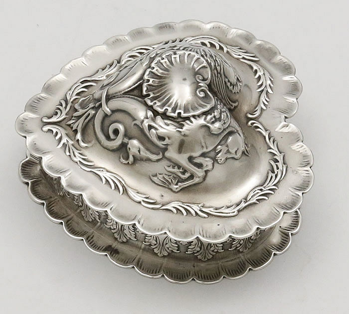 Whiting antique sterling heart shaped box