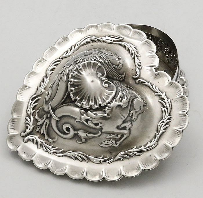 Whiting antique sterling silver herart shaped box