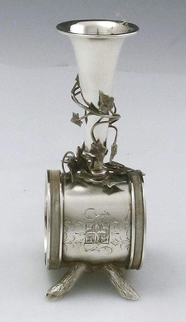 unmarked coin silver Whiting vasde and napkin ring