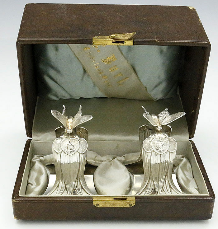 Whiting antique sterling boxed napkin rings in original box