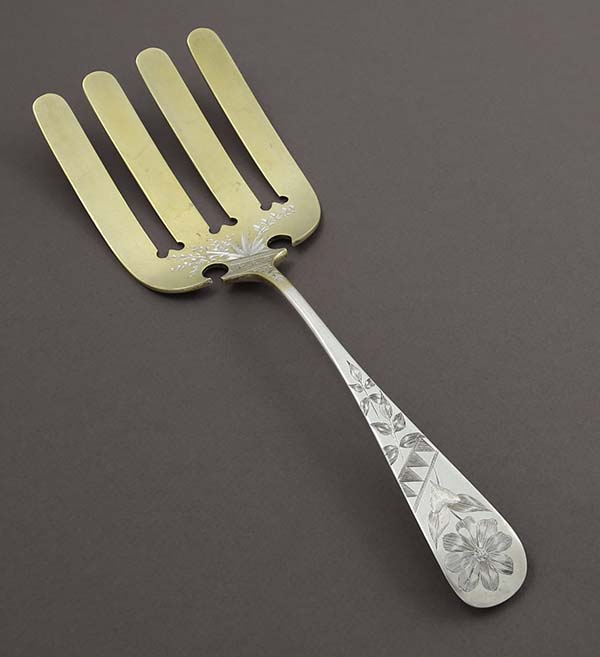 Caldwell sterling bright cut engraved asparagus fork