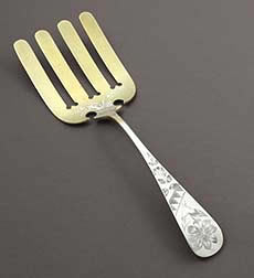 Caldwell sterling bright cut engraved asparagus fork