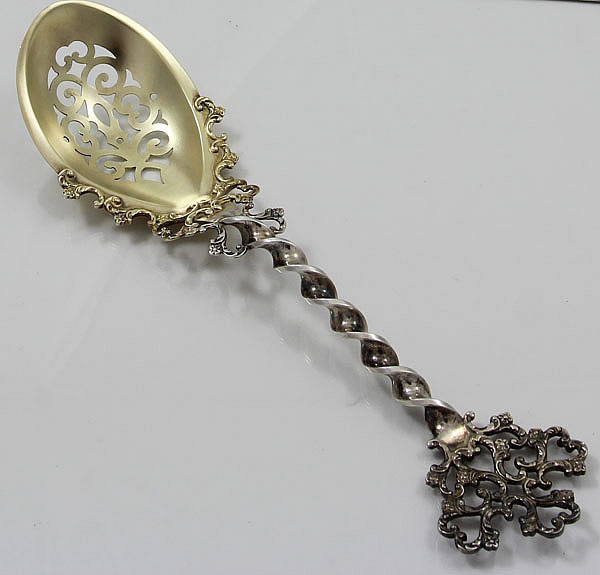 antique sterling pierced boxed ice spoon