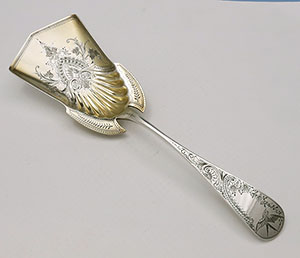 Krider antique sterling bright cut engraved shovel server