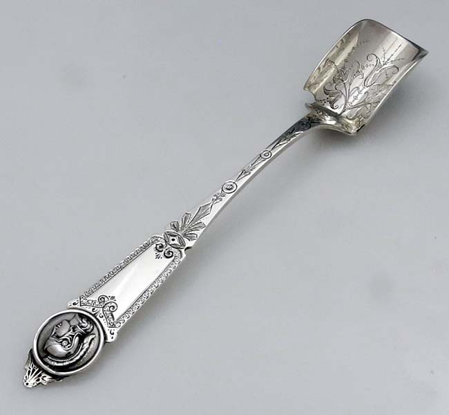 William Gale medallion antique sterling silver cheese scoop