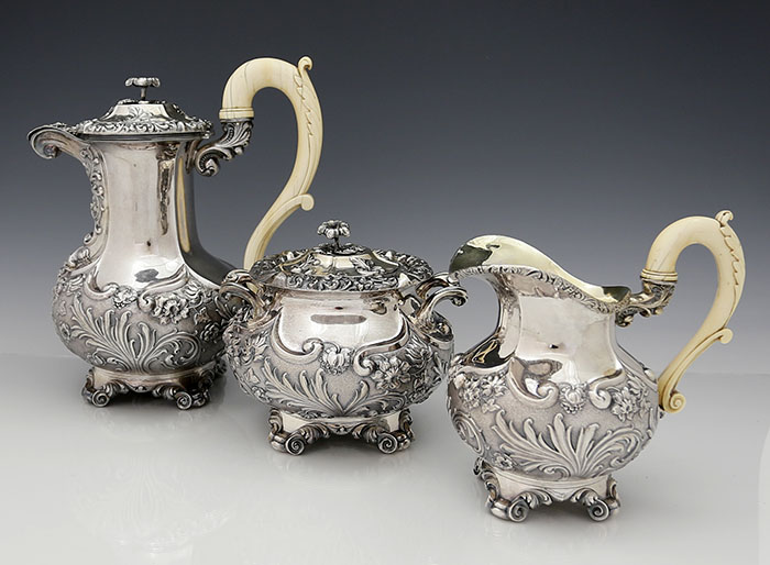 Belgian antique silver tea set