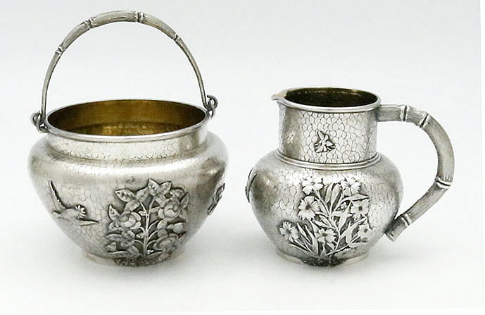 Durgin antique sterling silver sugar and creamer