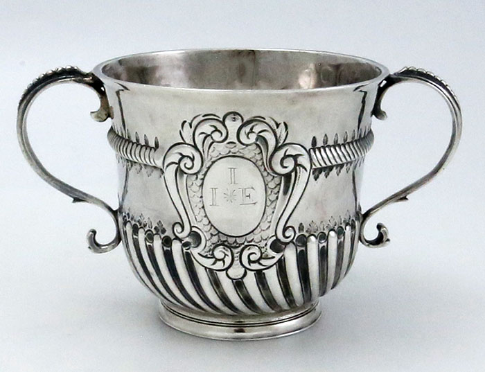 English Britannia standard silver two handled cup London 1704 Richard Greene