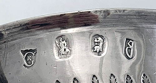 Marks on Queen Anne Britannia standard two handle cup London 1703