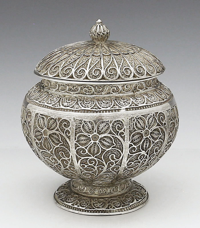 Rare Goa India Portuguese territory filigree covered bowl circa 1790 - 1800