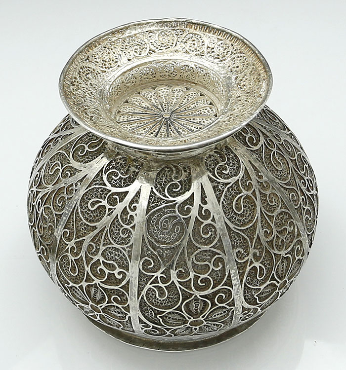 Indo Portuguese filigree covered bowl