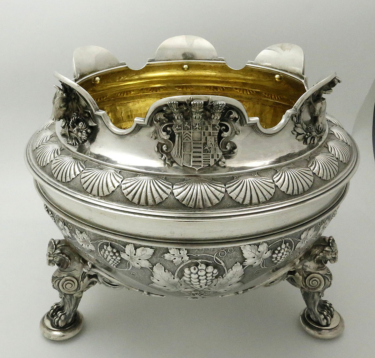 German antique silver punch bowl