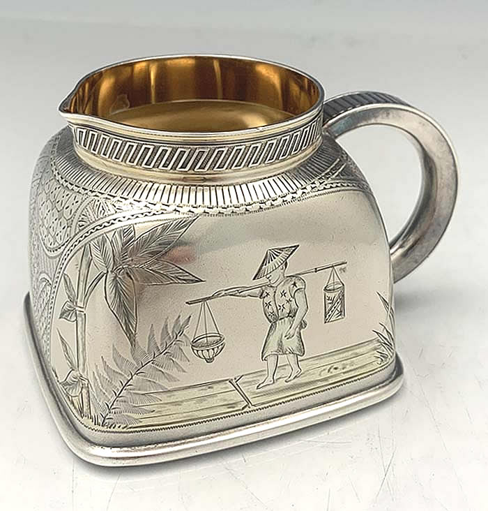 Gorham cream pitcher engraved Japanese