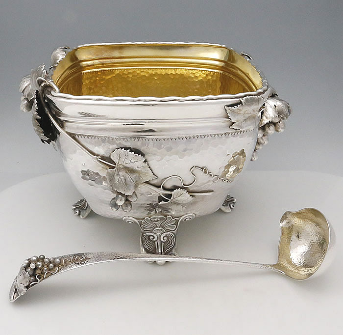Gorham antique punch bowl with ladle 
