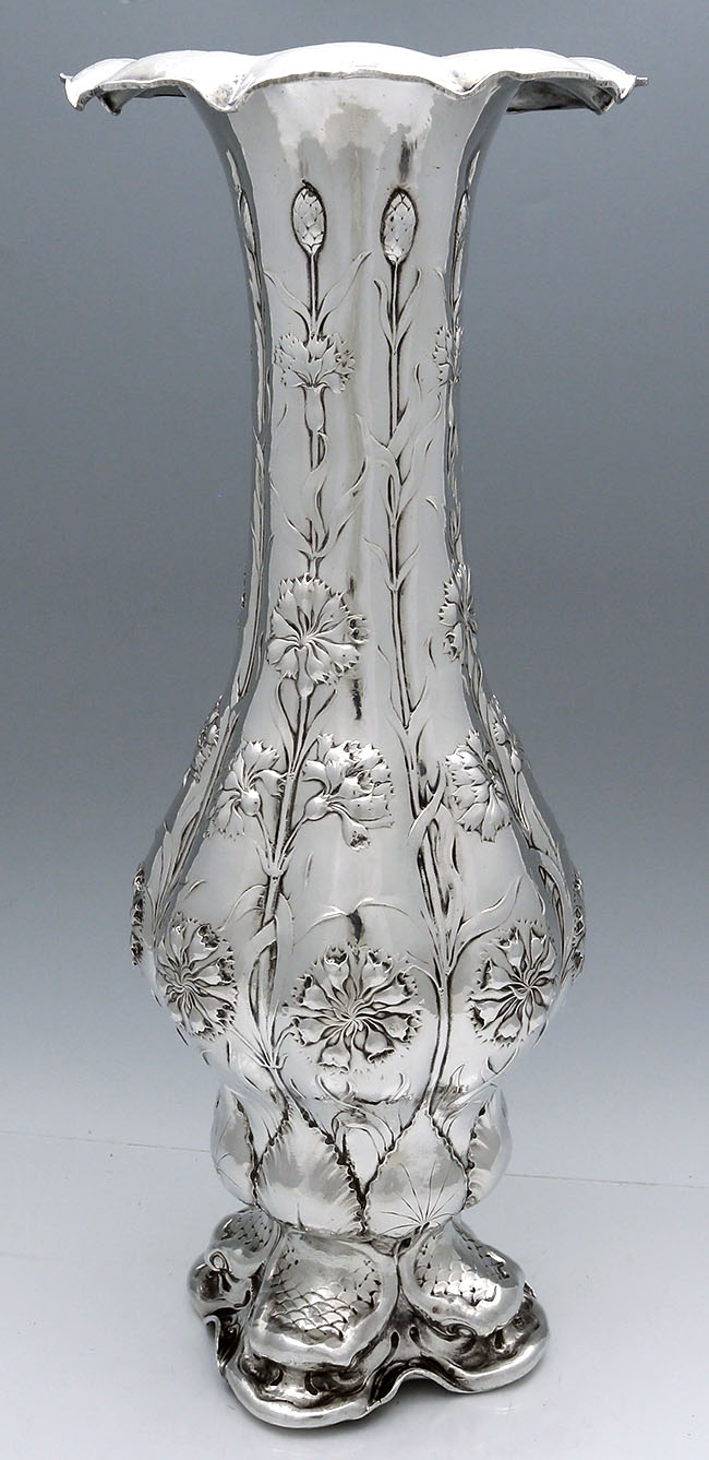 Lartge Gorham Martele silver vase sample mark 658