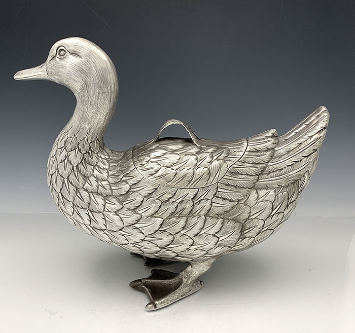POrtuguese silver sterling duck tureen