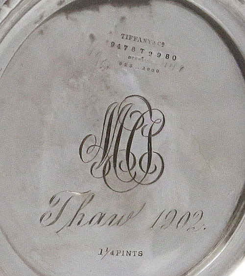 base of Tiffany antique sterling coffee pot