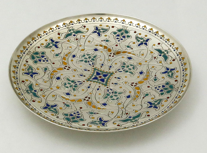 antique Tiffany sterling enamel plate dated 1926