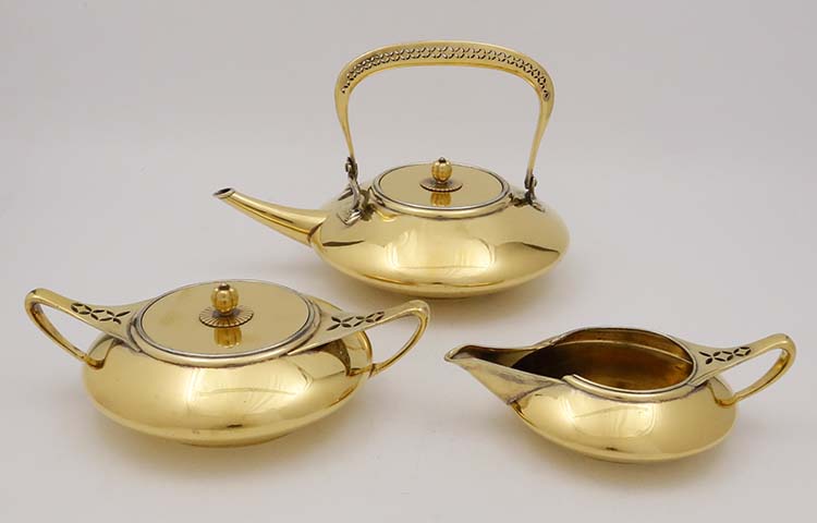 antique sterling silver gold washed tea sert