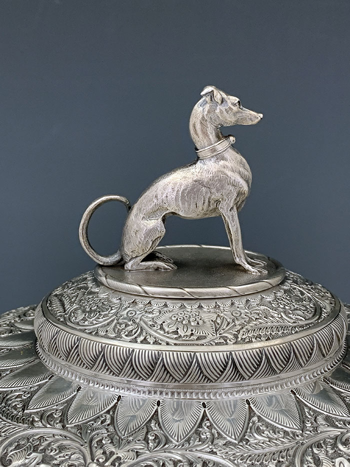 Tiffany whippet Indian style hand chased tureen