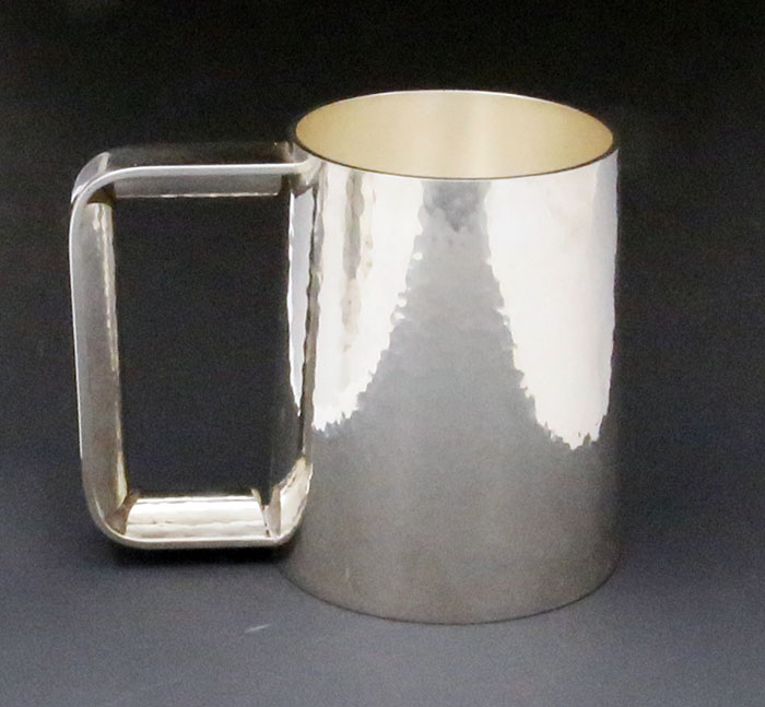 heavy sterling hammered tankard by William N Frederick