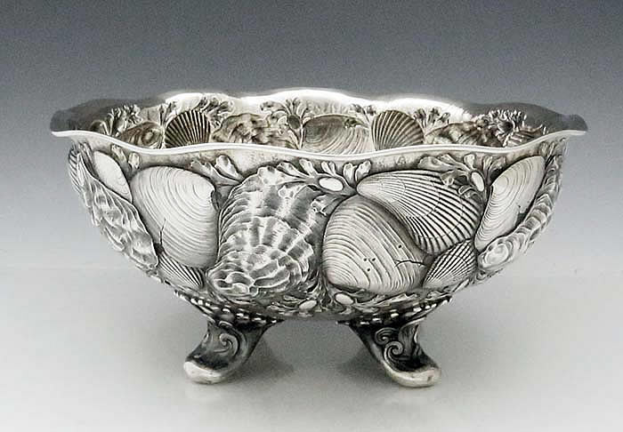Whiting antique sterling silver shell bowl