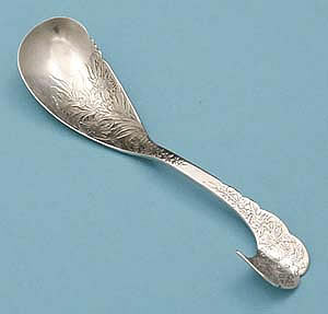 Shiebler acid etched preserve spoon sterling silver