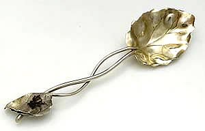 Shiebler leaf and bug mixed metals spoon