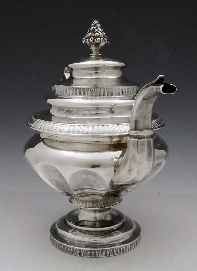 antique American coin silver teapot New York