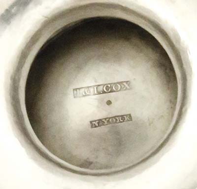 maerk of Cox New York coin silver teapot