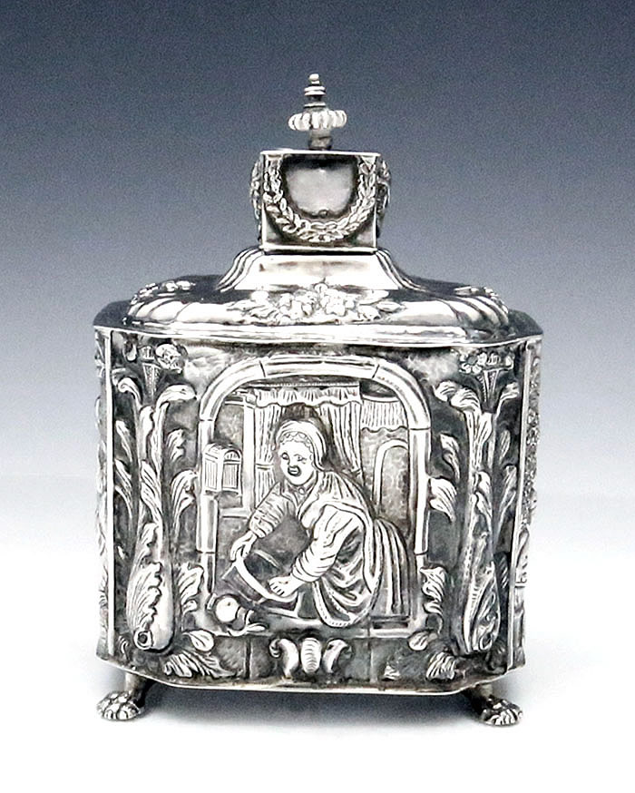 Netherlands antique silver tea caddy
