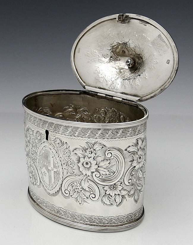 Antique English silver tea caddy by Henry Chawner London 1788