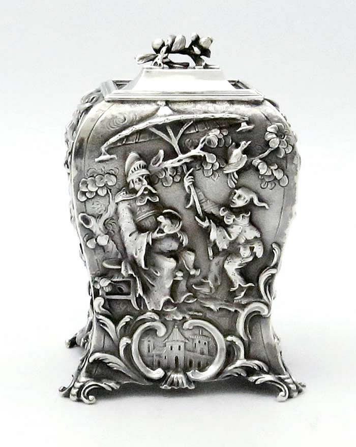 English antique silver tea caddy 18th Century