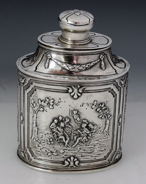 German silver antique tea caddy