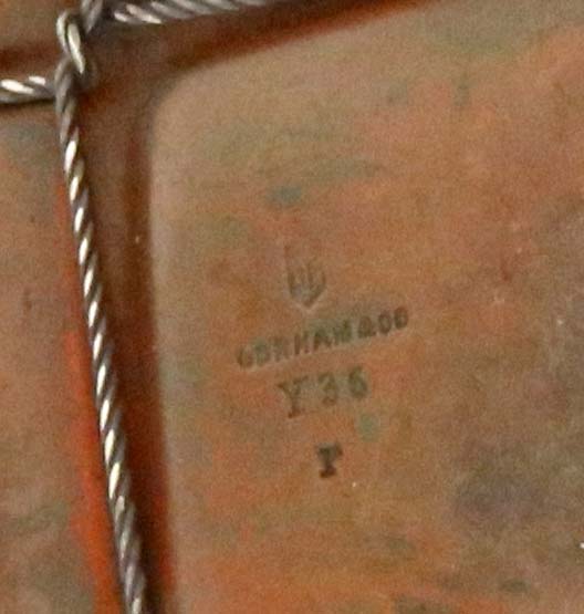 mark of the Gorham company on copper and silver tea caddy