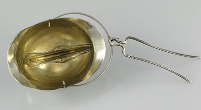 french silver helmet shape tea spout strainer