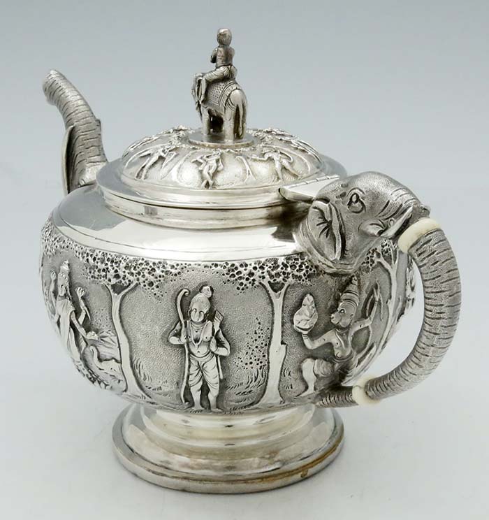 P Orr Indian silver teapot