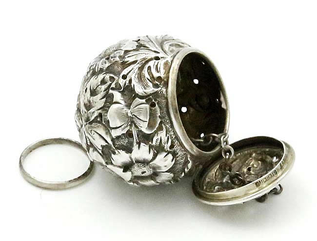 Stieff sterling Baltimore repousse sterling tea ball