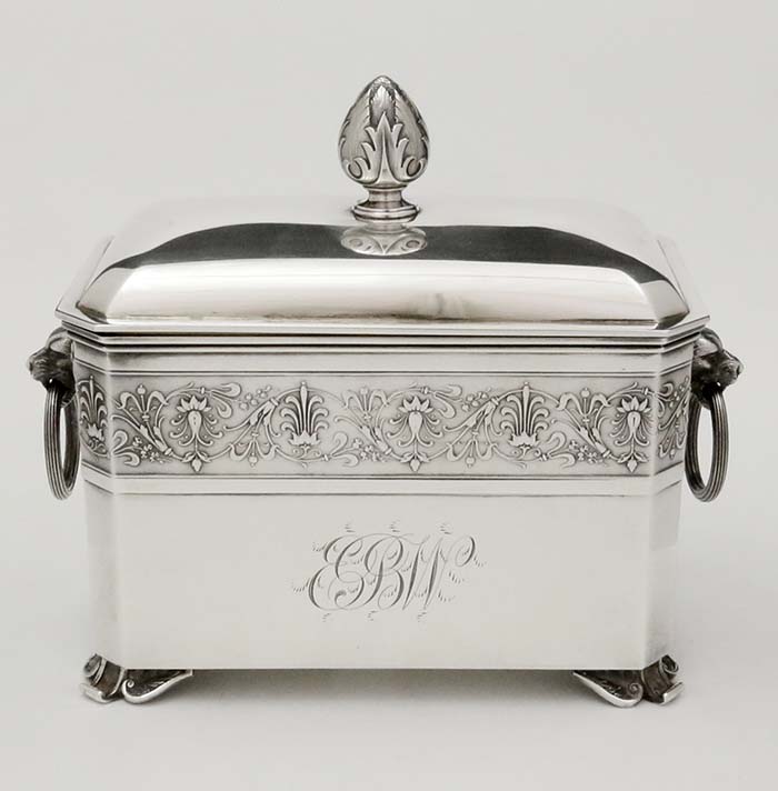 Wendt for Starr & Marcus antique sterling silver double tea caddy