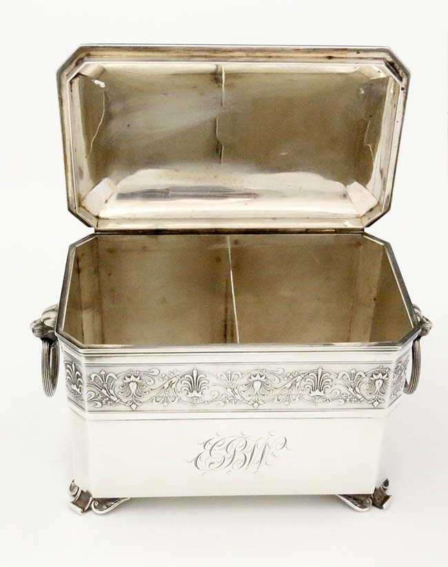 antique sterling silver tea caddy