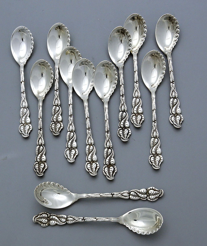 Tiffany Ailanthus antique sterling ice cream spoons 