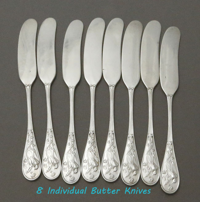 Tiffany Audubon sterling silver flat handle butter spreaders