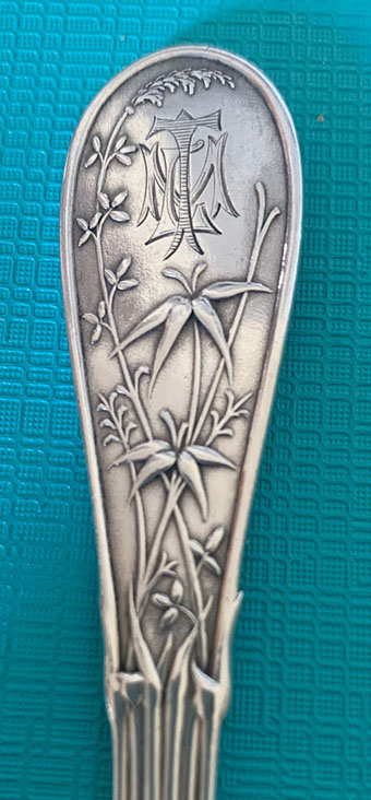 Victorian monogram on reverse of Tiffany Japanese all sterling silver knife