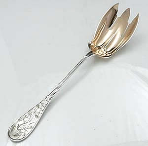 Unusual Tiffany Japanese sterling long handle fork